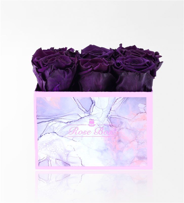Rose Quartz - Set of 6 Purple Everlasting Roses