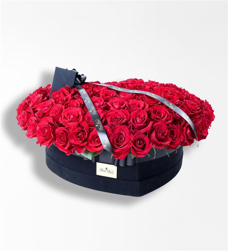 100 Red Roses in a Giant Heart Box