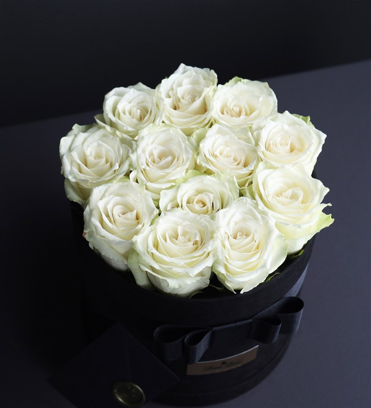 Legend White Petit - White Roses in a Small Velvet Box