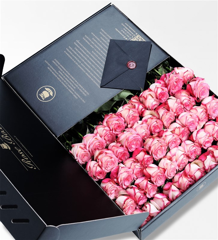 Royal - 50 Paloma Pink Roses in a Black Box
