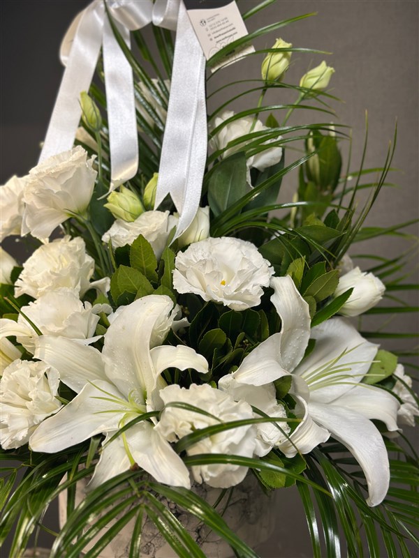 Beyaz Orkide Aranjmanı Seramik Vazoda