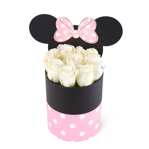 Pembe Minnie Kutuda Beyaz Gül