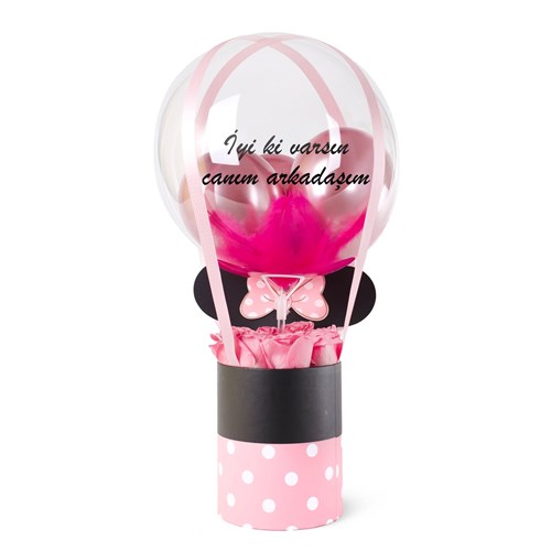 Pembe Minnie Kutuda Pembe Güllü Balon Kutusu
