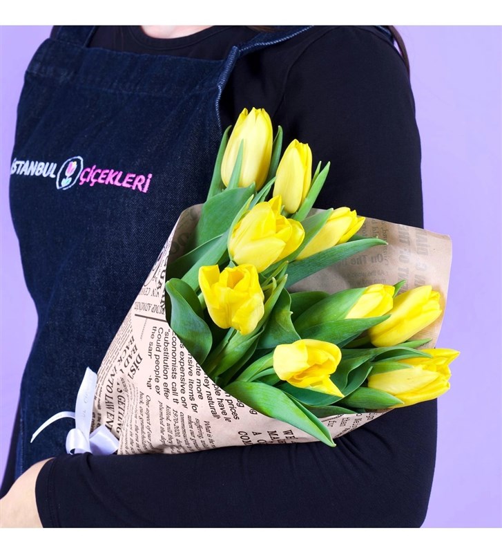 Yellow Tulip Bouquet - 9 pieces