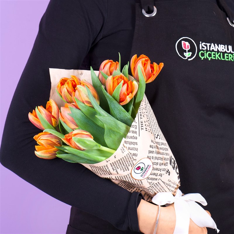 Turuncu Lale Buketi - 9'lu