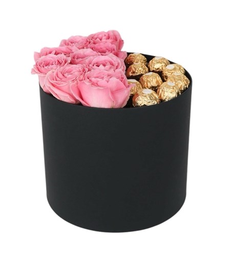 Kutuda Ferrero Rocher Çikolatalı Pembe Gül