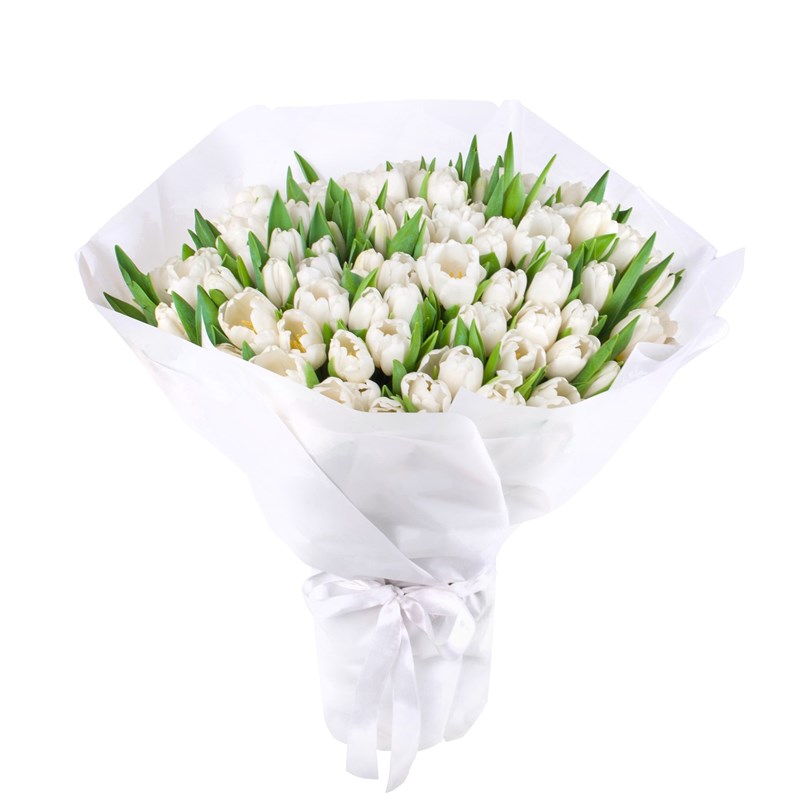 101 li Beyaz Lale Buketi