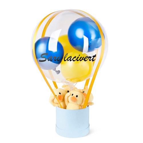Sarı Lacivert Peluşlu Kişiselleştirilebilir Mavi Balon Kutusu