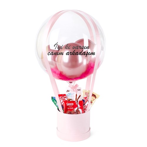 Çikolatalı Pembe Balon Kutusu