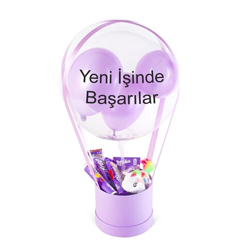 Mor Kutuda Çikolatalı ve Unicornlu Balon Kutusu