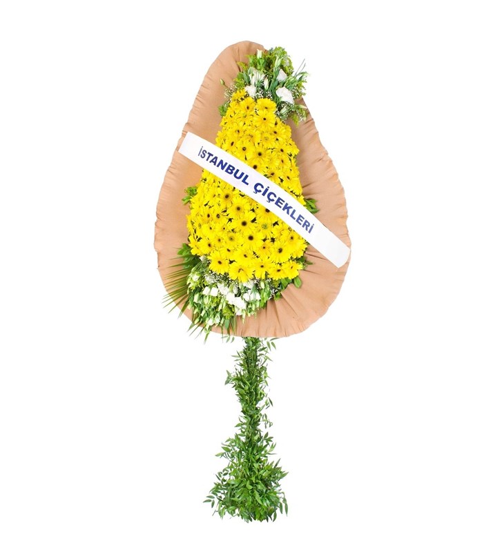 Sarı Gerbera Kutlama Çelengi Tek Kat