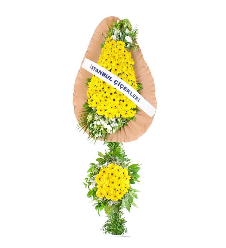 Sarı Gerbera Kutlama Çelengi Çift Kat