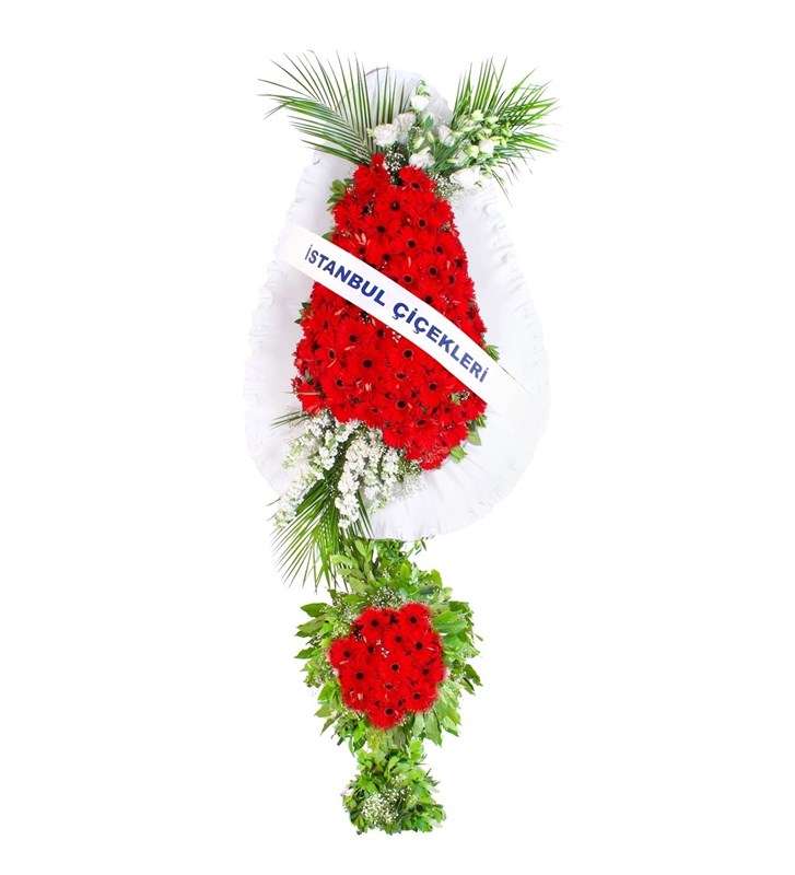 Kırmızı Gerbera Kutlama Çelengi Çift Kat