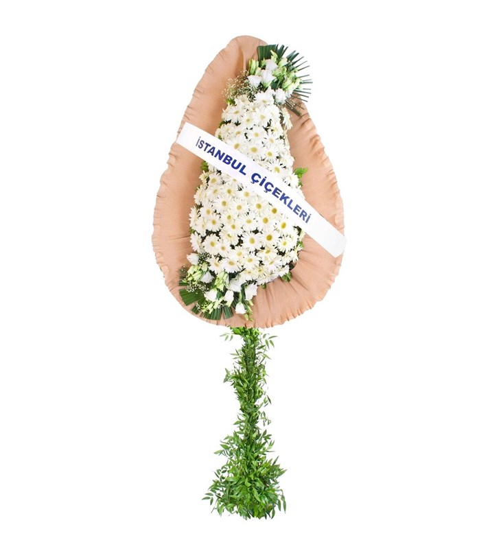 Beyaz Gerbera Kutlama Çelengi Tek Kat