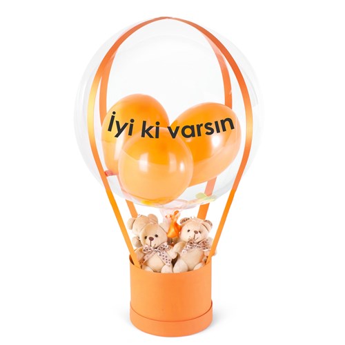 Ayıcıklı Turuncu Balon Kutusu