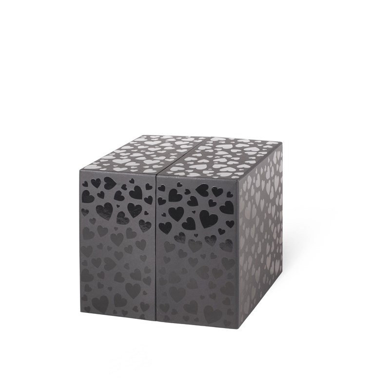 Katlanır Çekmeceli Siyah Kalp Kutuda Ayıcıklı Ferrerolu Beyaz Gül