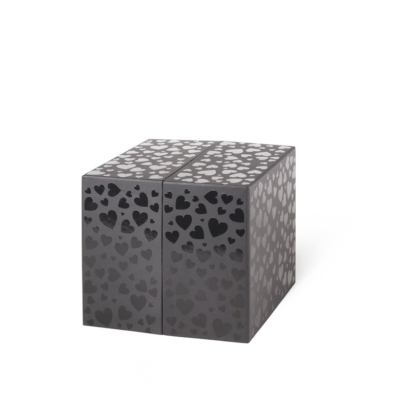 Katlanır Çekmeceli Siyah Kalp Kutuda Ayıcıklı Ferrerolu Kırmızı Gül