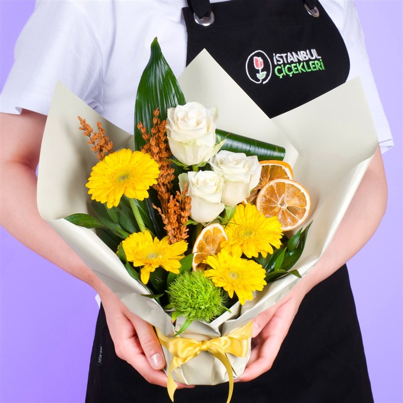 White Rose Arrangement Constanta Yellow