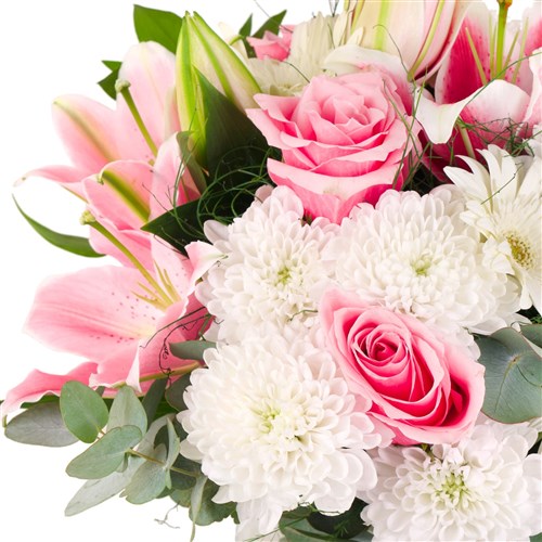 Cam Vazoda Pembe Lilyum Aranjmanı Kyoto Lily White