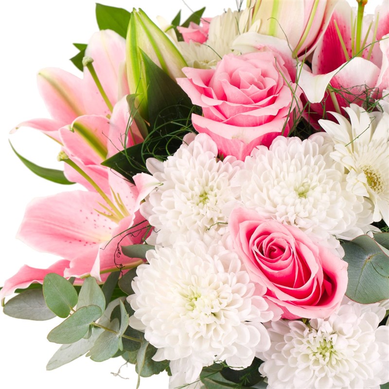 Cam Vazoda Pembe Lilyum Aranjmanı Kyoto Lily White