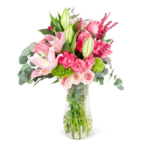 Pembe Lilyum ve Gerbera Aranjmanı Pretty Pink Bieber