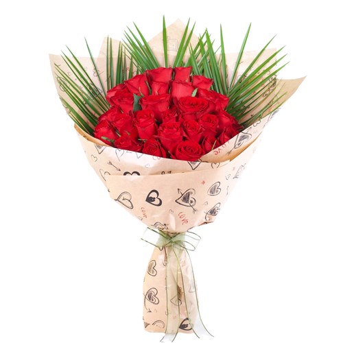Love Kağıtta 30 lu Kırmızı Gül Buketi