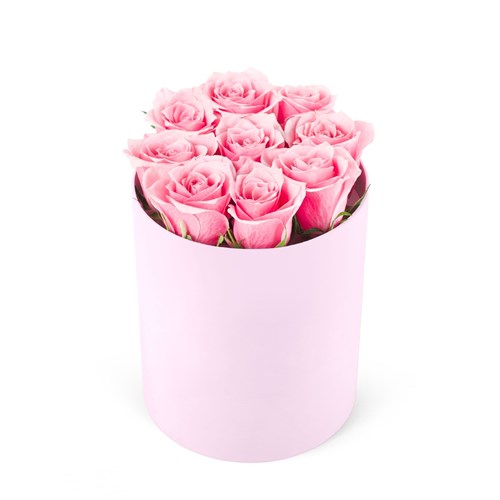 Yuvarlak Pembe Kutuda Pembe Gül