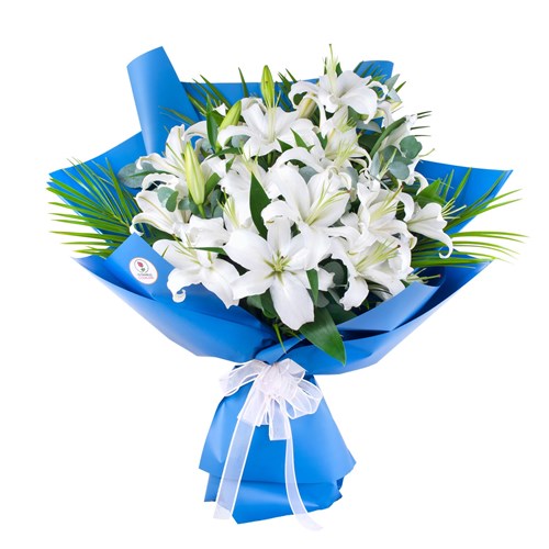 Beyaz Lilyum Buketi Special Mavi Xl