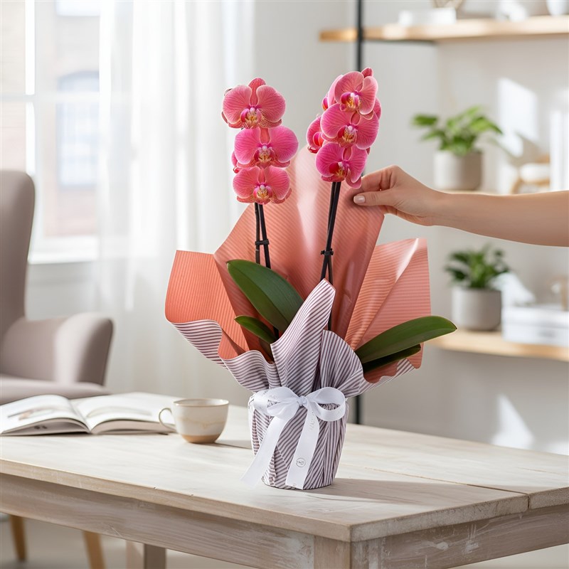 Gül Kurusu Orkide Aranjmanı Çift Dal