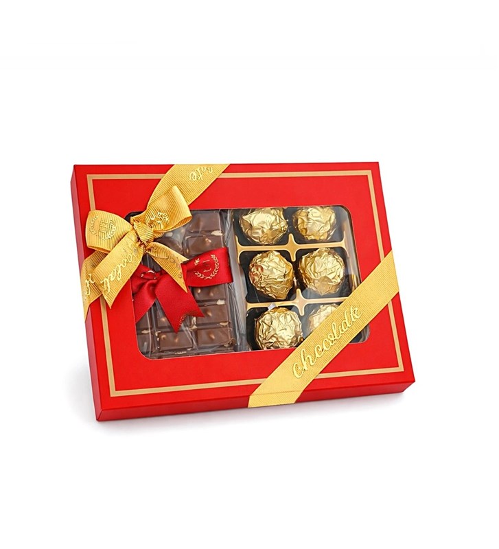Kırmızı Kutuda Tablet ve Gold Çikolata