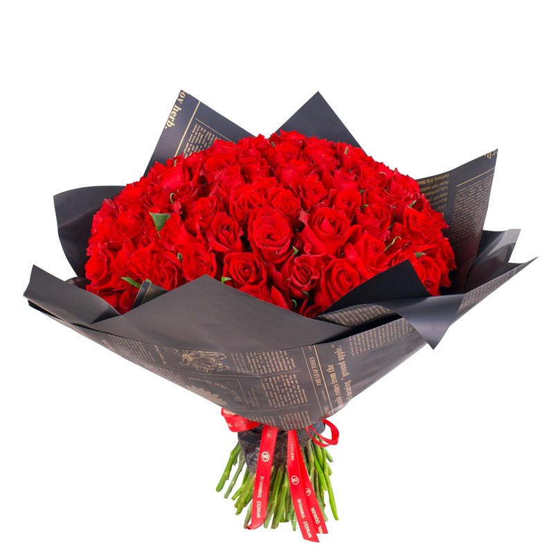 101 li Kırmızı Gül Buketi XL Maison