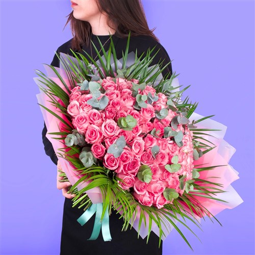 Lovely 101 li Pembe Gül Buketi