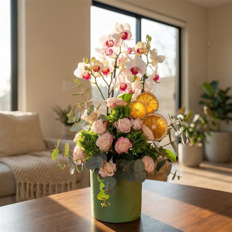 Orkide ve Çardak Aranjmanı Fuchsia Alba