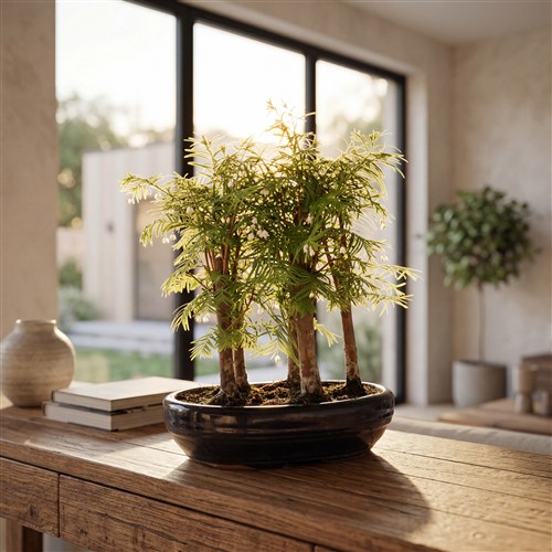 Siyah Seramik Saksıda Bonsai Metasequoia