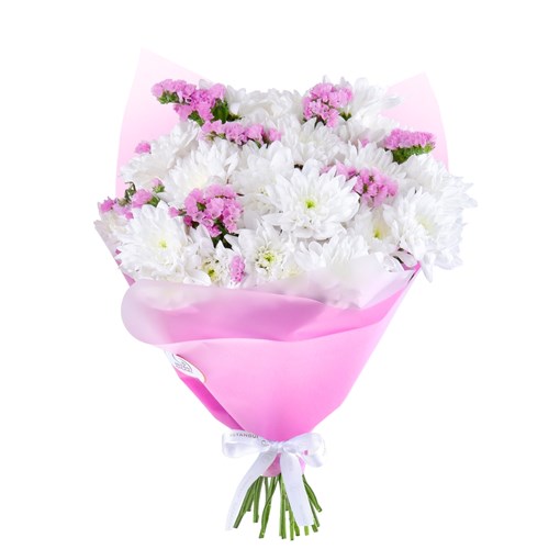 Beyaz Pembe Papatya Buketi - Kuzguncuk White Pink