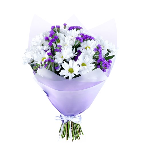 Mor Beyaz Papatya Buketi - Kuzguncuk White Purple