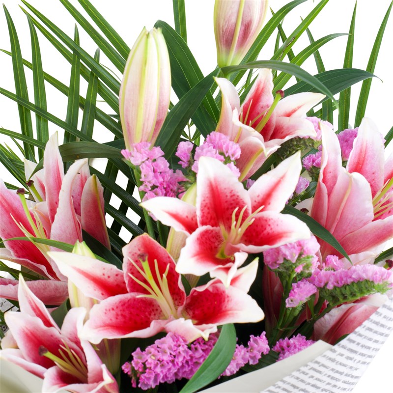 XL Pink Lily Bouquet Green