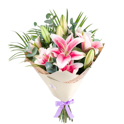 XL Pembe Lilyum Buketi Yeşil