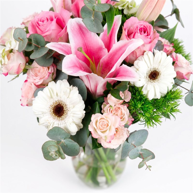 Pembe Lilyum ve Gerbera Aranjmanı Pretty Rose