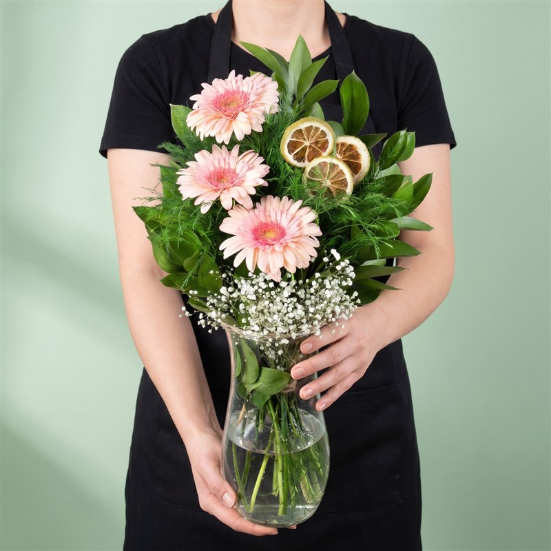 Pembe Gerbera Aranjmanı Datça