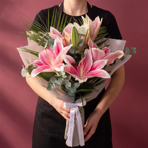 Pembe Lilyum Buketi Pretty