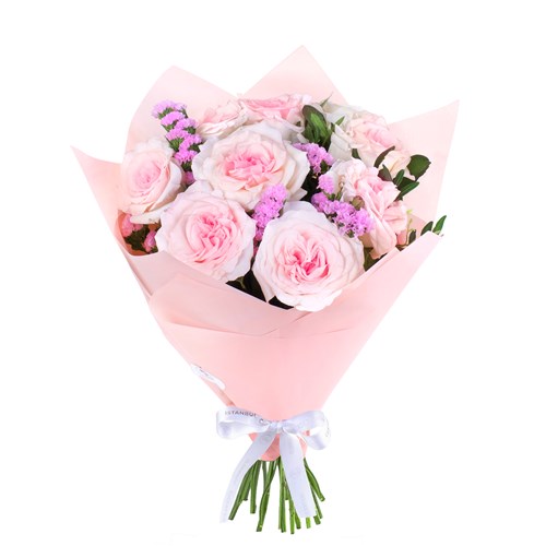 Pembe Krem Gül Buketi Mandala Rose