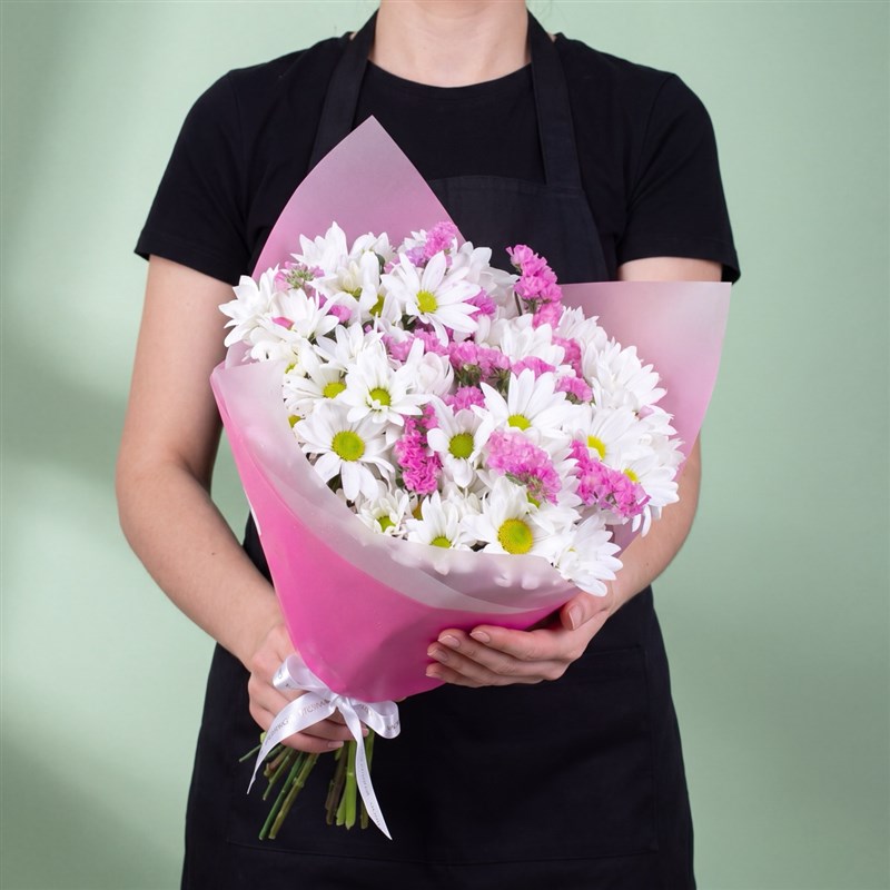 Beyaz Pembe Papatya Buketi - Kuzguncuk White Pink