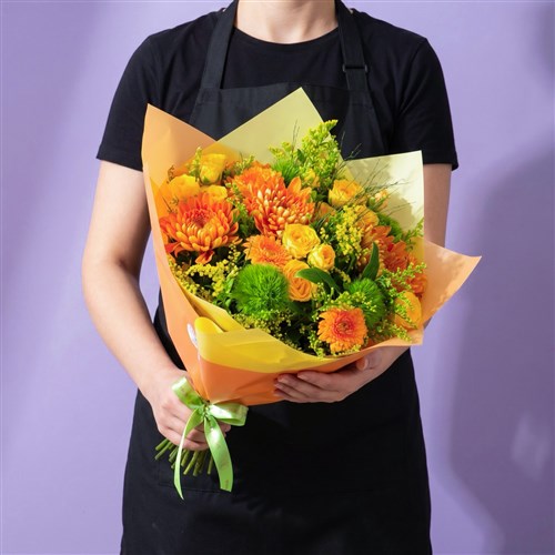 Turuncu Gerbera ve Anastasia Buketi Amber Glow