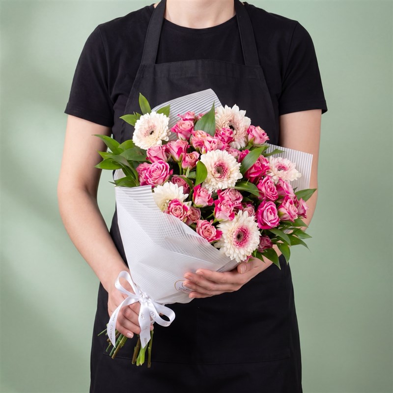 Fuşya Gül ve Gerbera Buketi Beykoz