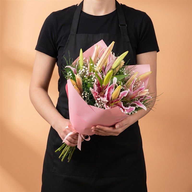 Pembe Lilyum Buketi