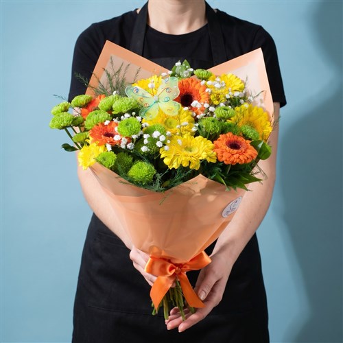 Sarı ve Turuncu Gerbera Buketi - Riva Yellow & Orange