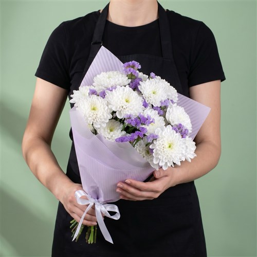 Beyaz Lila Papatya Buketi - Kuzguncuk White Lilac
