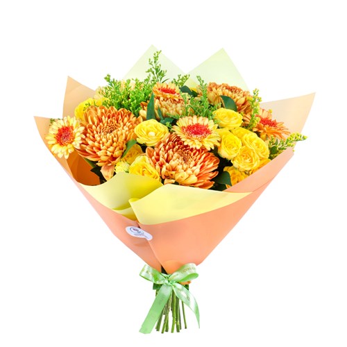 Turuncu Gerbera ve Anastasia Buketi Amber Glow
