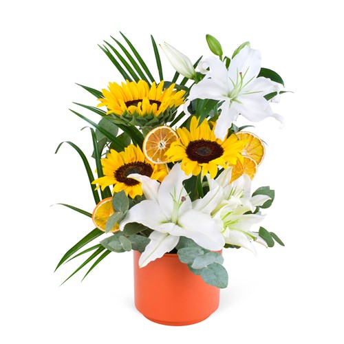 Ayçiçeği ve Lilyum Aranjmanı Rumeli Orange